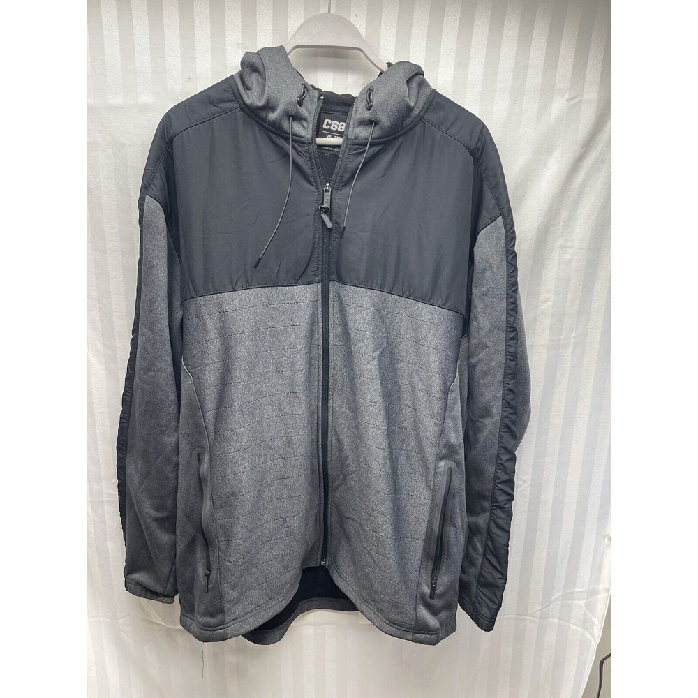 CSG Black and Gray Hoodie Sweatshirt Full Zip‎ 2XL Pockets Warm